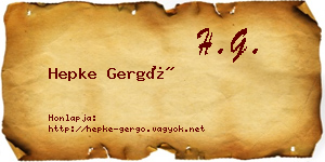 Hepke Gergő névjegykártya